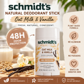 Schmidt’s Natural Deodorant Stick – Oat Milk & Vanilla, 48H Protection, 75