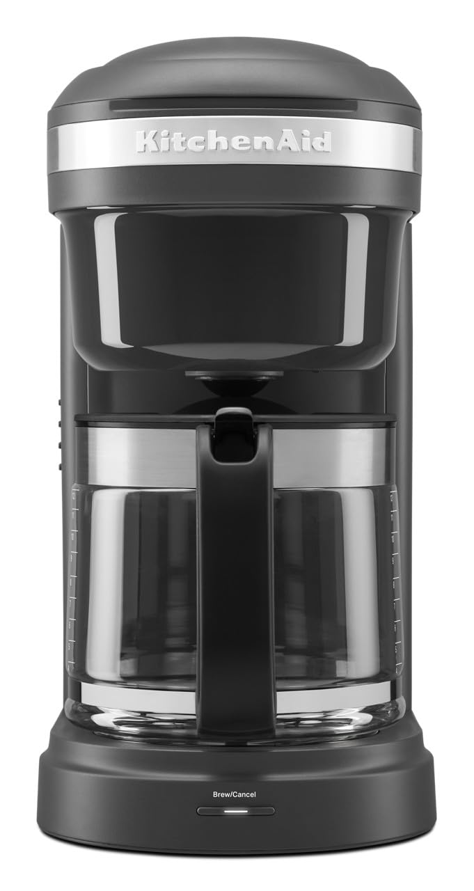 KitchenAid 12 Cup Drip Coffee Maker with Spiral Showerhead, Matte Charcoal Grey, KCM1208DG