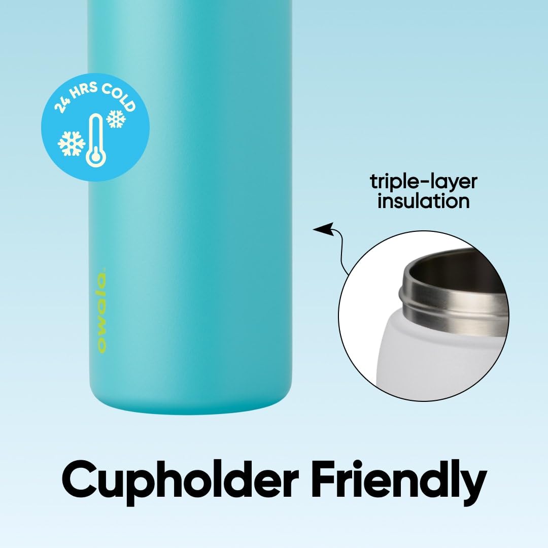 Owala FreeSip Insulated Stainless Steel Water Bottle with Straw for Sports and Travel, BPA-Free, 24-oz, Red/Aqua (Summer Sweetness)