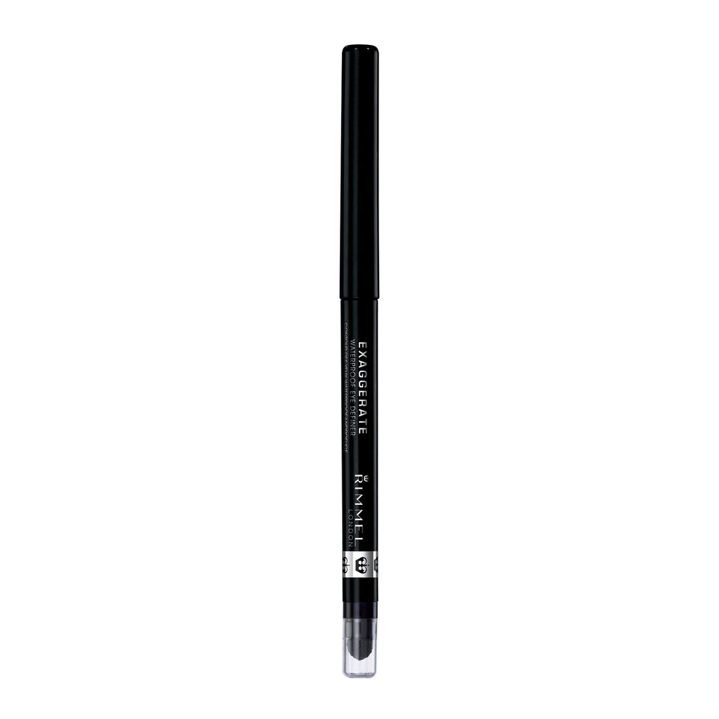 Rimmel London - Exaggerate Waterproof Eye Definer, built-in smudger & sharpener, creamy matte finish, Up to 10H, long-lasting, 100% Cruelty-Free, Black - 261 (Uncarded)
