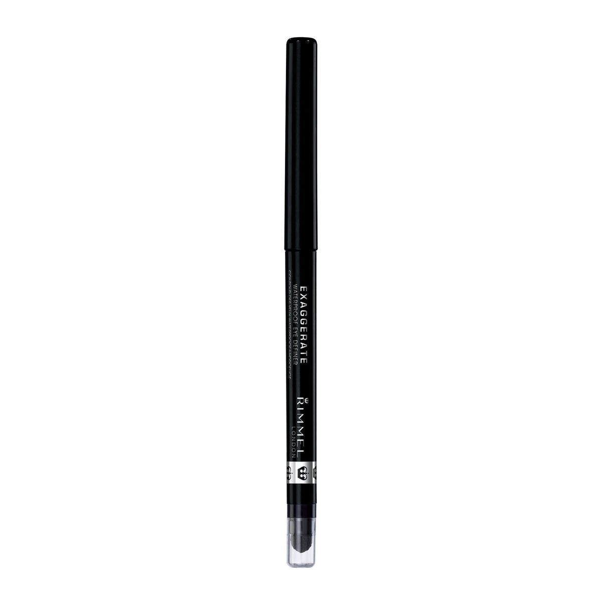 Rimmel London - Exaggerate Waterproof Eye Definer, built-in smudger & sharpener, creamy matte finish, Up to 10H, long-lasting, 100% Cruelty-Free, Black - 261 (Uncarded)