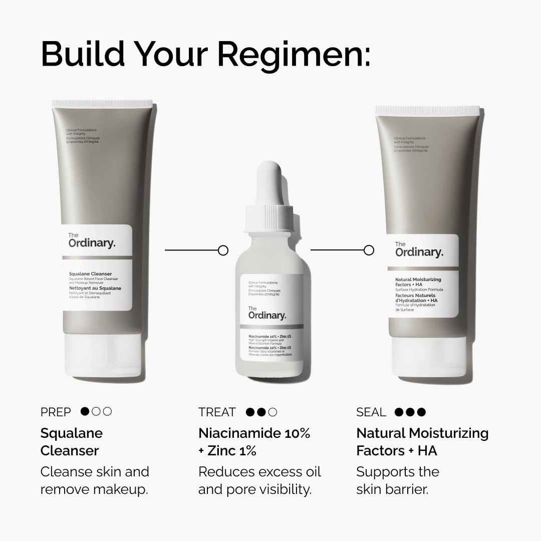 The Ordinary Niacinamide 10% + Zinc 1%, Smoothing Serum for Blemish-Prone Skin, 30 ml