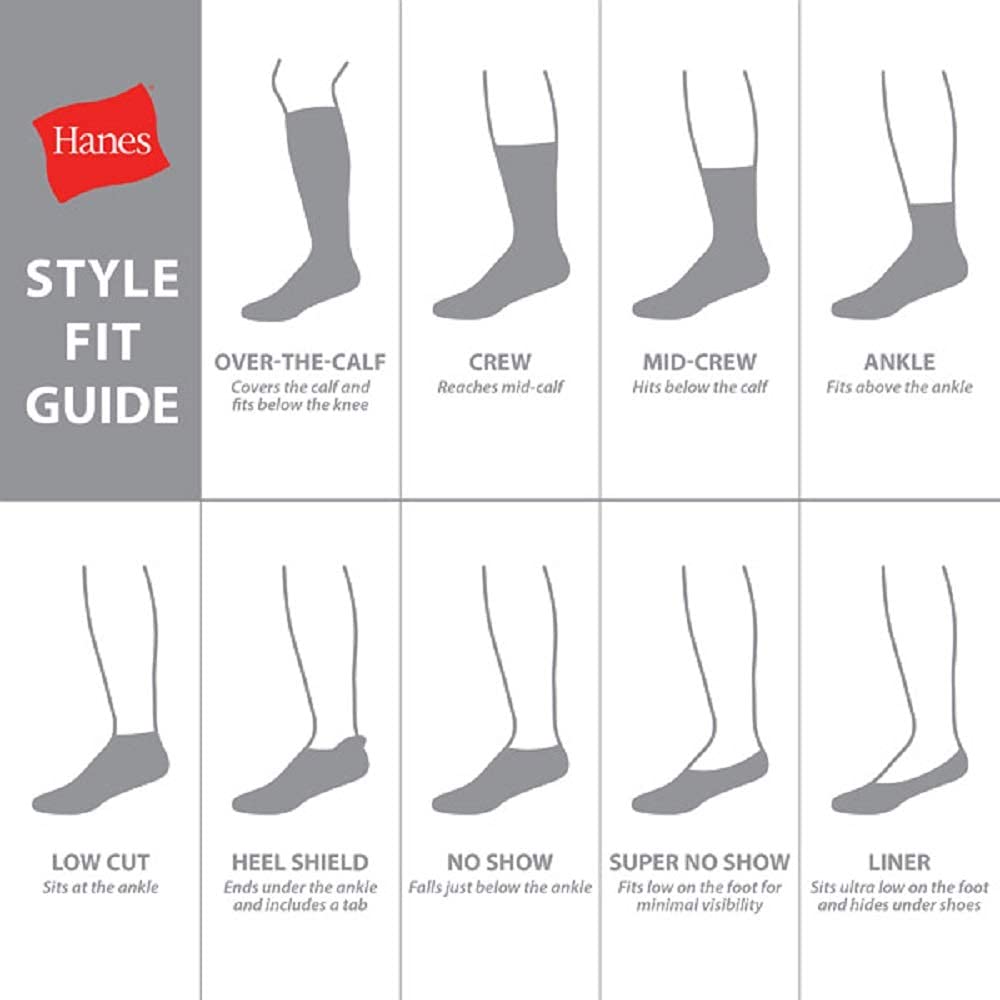 Hanes Men's Max Cushioned Crew Socks, Moisture-Wicking with Odor Control, Multi-Pack, White/Grey Foot Bottom - 12 Pack, 6-12