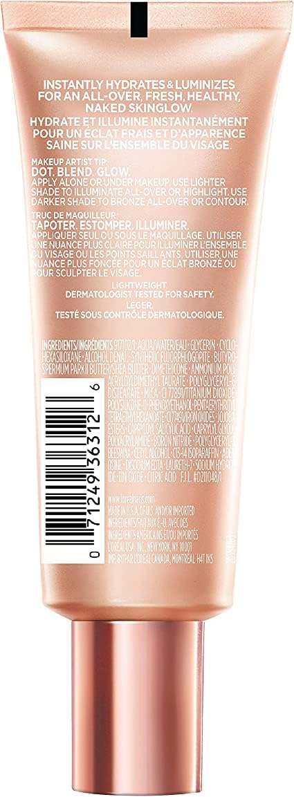 L’Oréal Paris True Match Lumi Glotion, Highlighter, Natural Glow Enhancer for Face & Body, Makeup, Instantly Hydrates and Illuminates Skin, Sheer Color Tint, Offers a Sunkissed Glow, 903 Medium, 40 mL