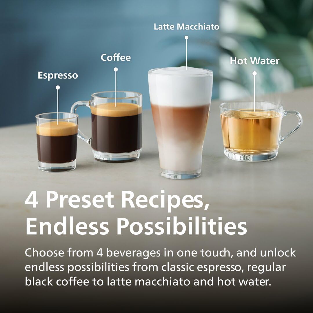 Philips 2300 Series Fully Automatic Espresso Machine with LatteGo milk system and integrated grinder, 4 Coffee Pre-Sets & Hot Water, 15-Bar Pressure, Matte Black (EP2330/14)