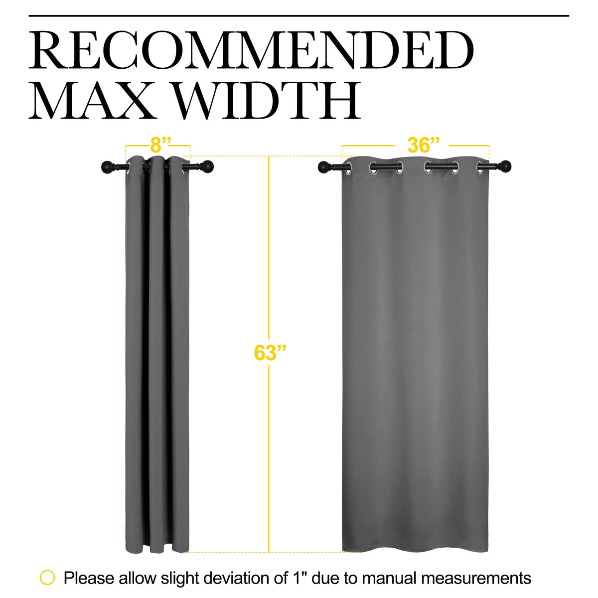NICETOWN Blackout Curtains 2 Panels for Bedroom (W42 x L63,Grey)