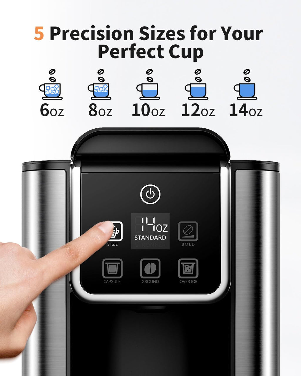KIDISLE Hot & Iced Coffee Maker with Bold Brew, Single Serve Maker, Black