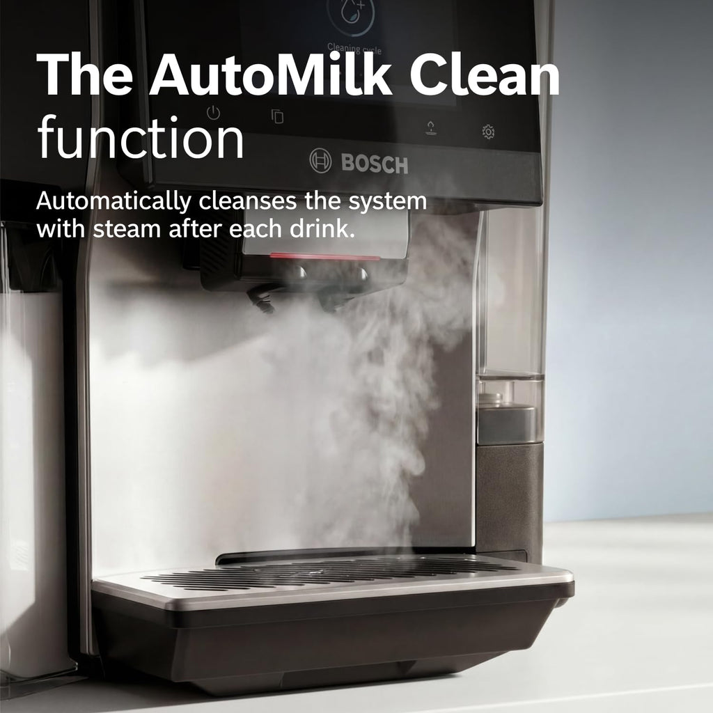 Bosch 800 Series Fully Automatic Coffee, Espresso Machine- Stainless Steel | Double Cup, Touchscreen, Large Bean Capacity, 36 Drinks, Cold Brew, Save up to 30 Profiles - Integrated Milk Container