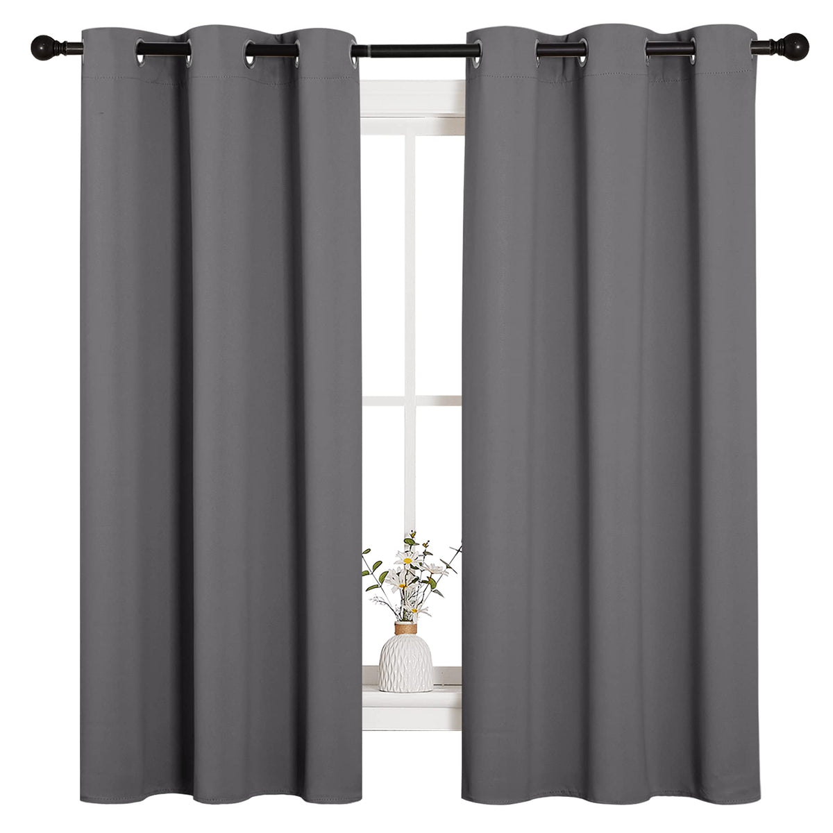 NICETOWN Blackout Curtains 2 Panels for Bedroom (W42 x L63,Grey)