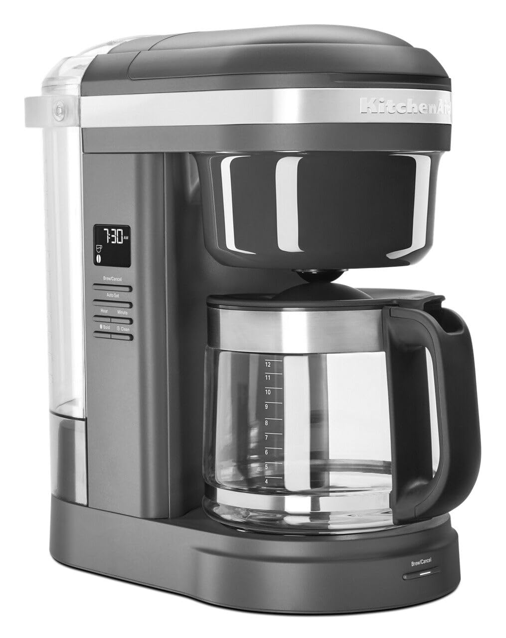 KitchenAid 12 Cup Drip Coffee Maker with Spiral Showerhead, Matte Charcoal Grey, KCM1208DG