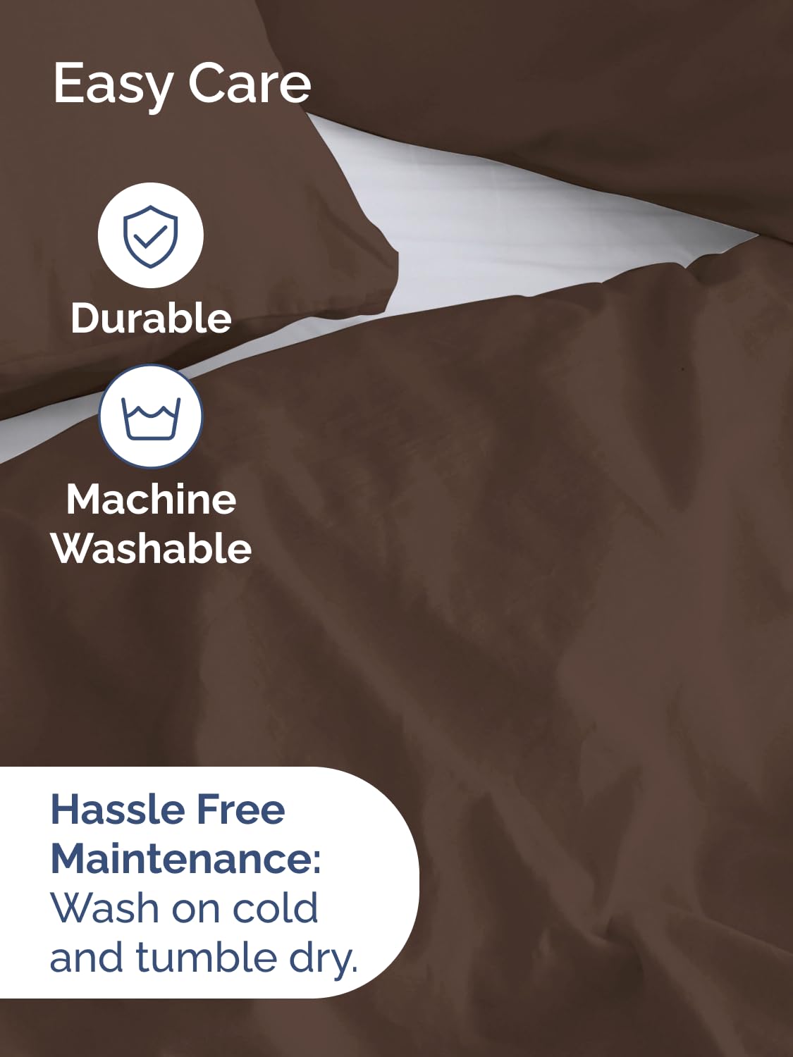 Duvet Cover Queen Size - Extra Soft 3 Piece Set with Zipper Closure - Brown