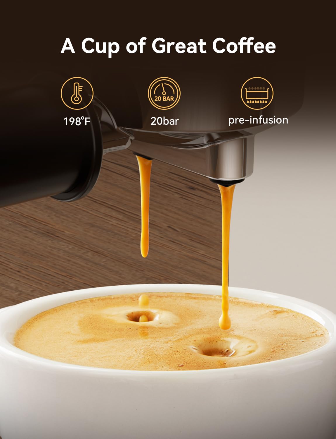 Neretva 20 Bar Espresso Machine Super Compact Espresso Coffee Machine-Beige
