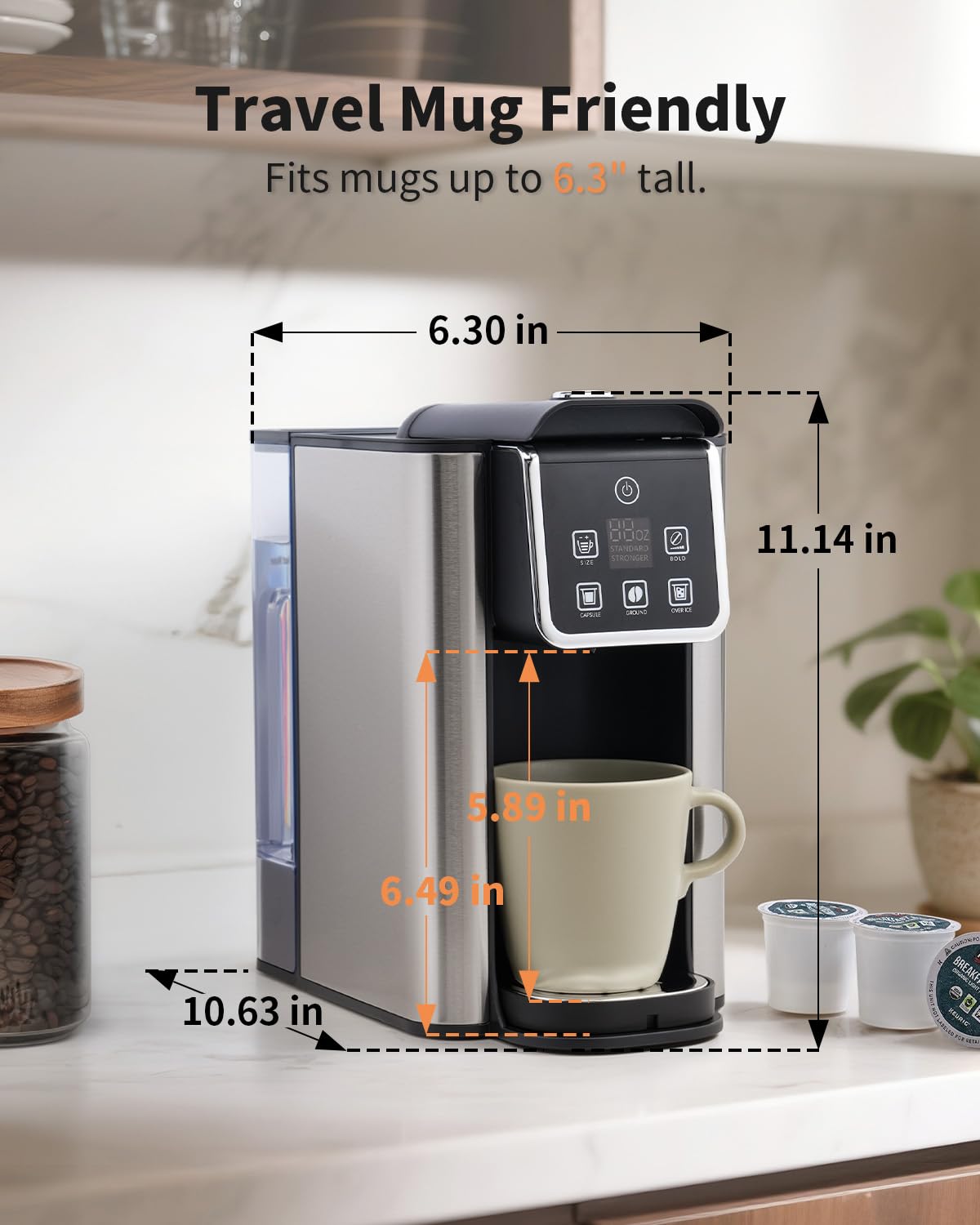 KIDISLE Hot & Iced Coffee Maker with Bold Brew, Single Serve Maker, Black