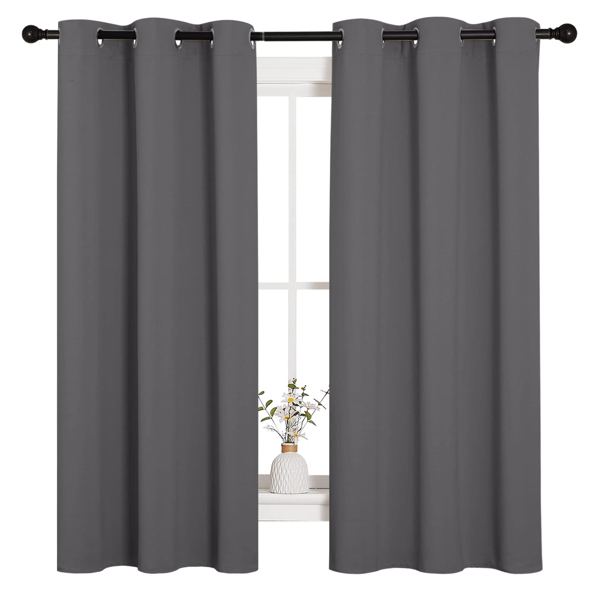 NICETOWN Blackout Curtains 2 Panels for Bedroom (W42 x L63,Grey)