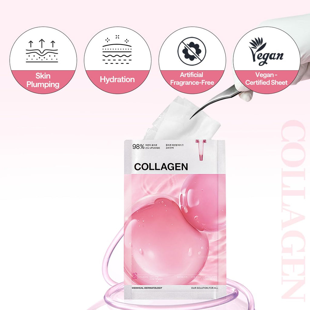 MEDIHEAL Collagen Essential Face Sheet Mask, Skin Firming (10ea)