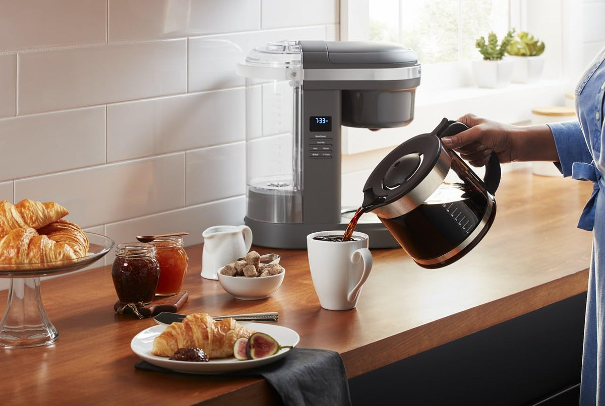 KitchenAid 12 Cup Drip Coffee Maker with Spiral Showerhead, Matte Charcoal Grey, KCM1208DG