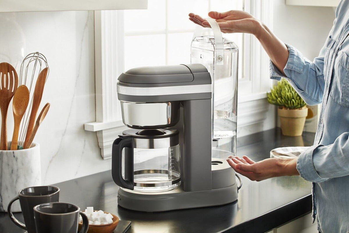 KitchenAid 12 Cup Drip Coffee Maker with Spiral Showerhead, Matte Charcoal Grey, KCM1208DG