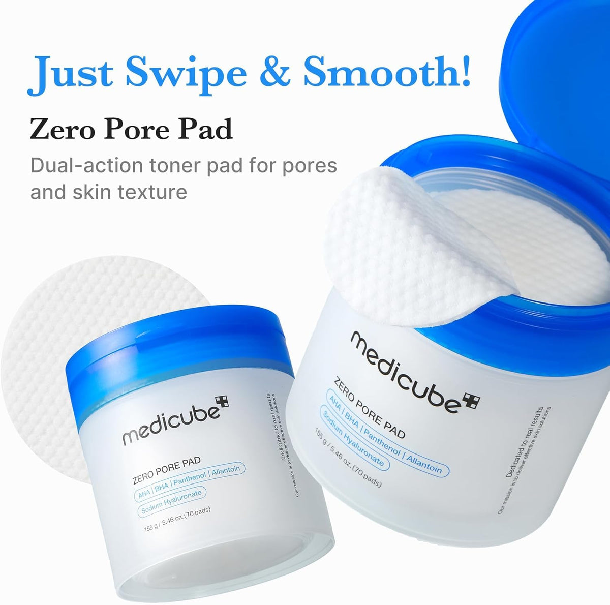 Medicube Zero Pore Pads 2.0 - Dual-Textured Facial Toner Pads for Exfoliation and Minimizing Pores with 4.5% AHA Lactic Acid & 0.45% BHA Salicylic Acid - Ideal for All Skin Types - Korean Skin Care