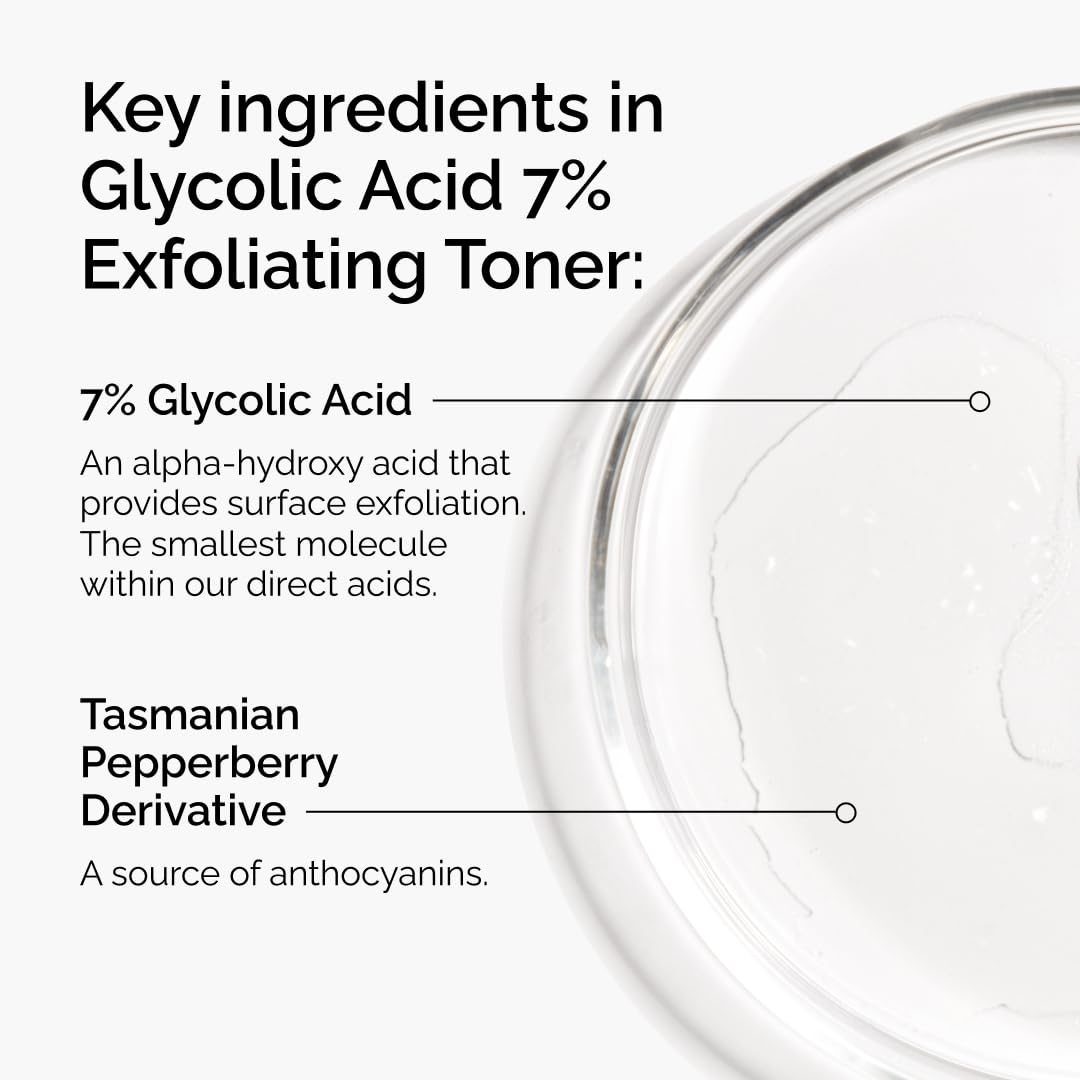 The Ordinary Glycolic Acid 7% Exfoliating Toner, Brightening and Smoothing Daily Toner for More Even-Looking Skin Tone, 240ml