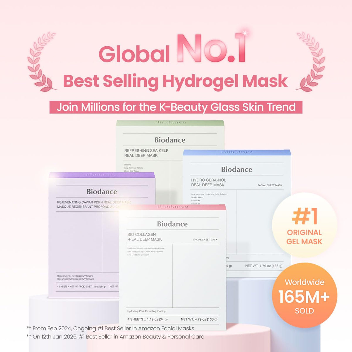 BIODANCE Bio-Collagen Real Deep Mask, Bestselling Hydrating Overnight Hydrogel Mask for Glassy Glowy Skin, Pore Minimizing, Elasticity Improvement, Paraben Free, Fragrance Free, Non-Comedogenic Korean Skincare 34g x 4ea
