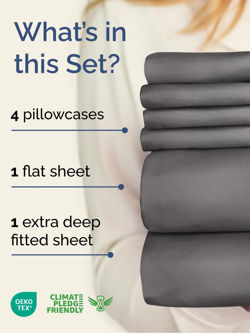 CGK Extra Deep King Sheet Set - 6pc Cooling Sheets - Grey