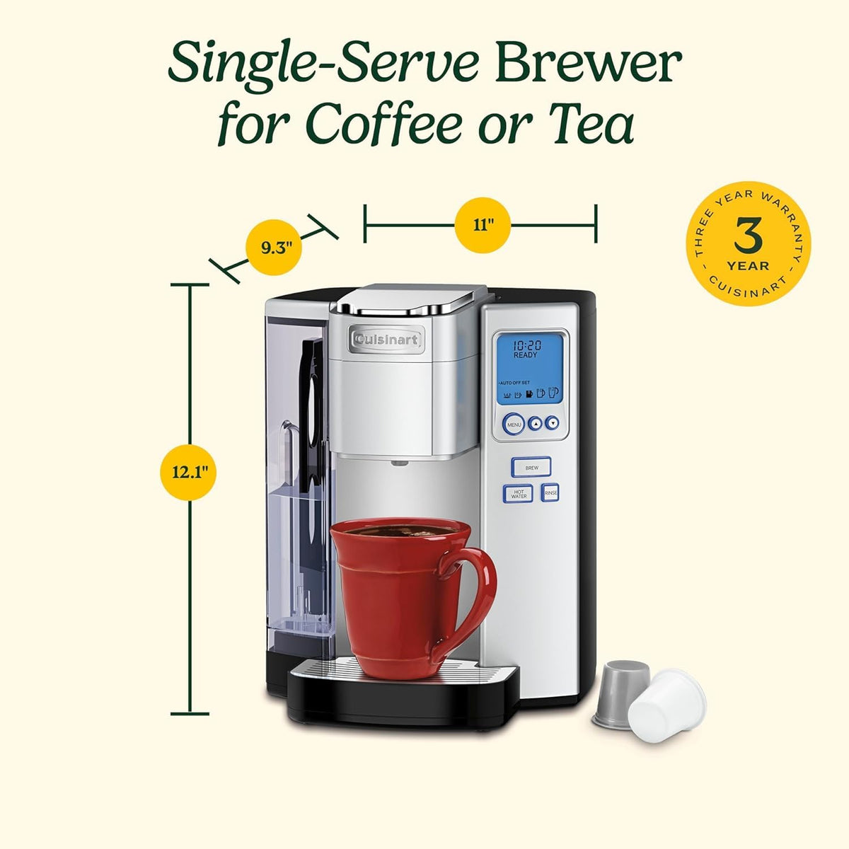 Cuisinart Coffee Maker, Single Serve & Programmable, 5 Cup Sizes