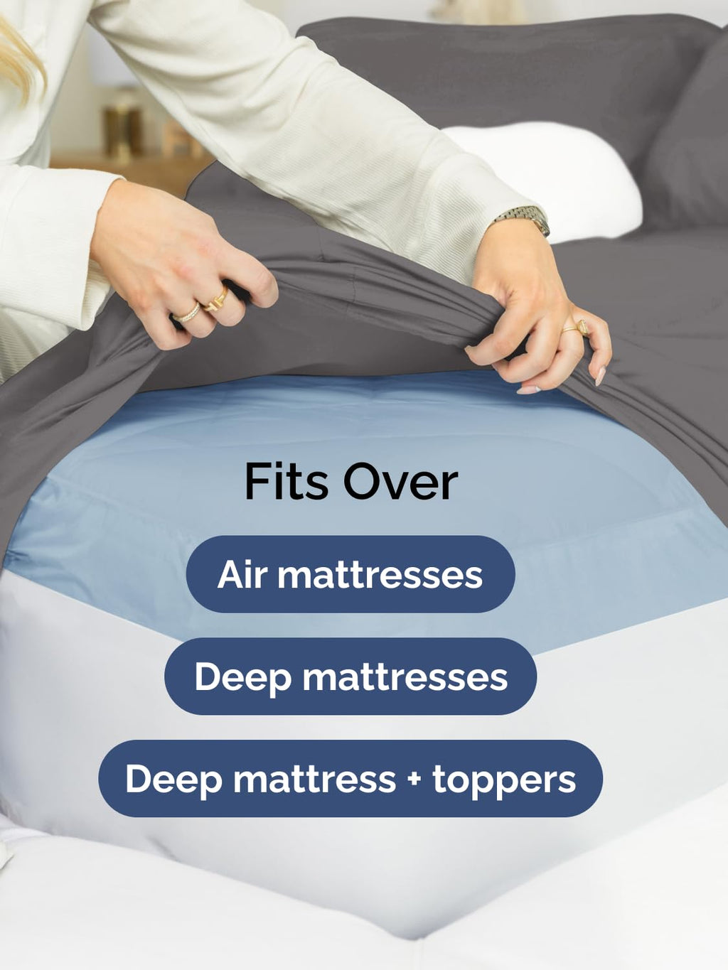 CGK Extra Deep King Sheet Set - 6pc Cooling Sheets - Grey