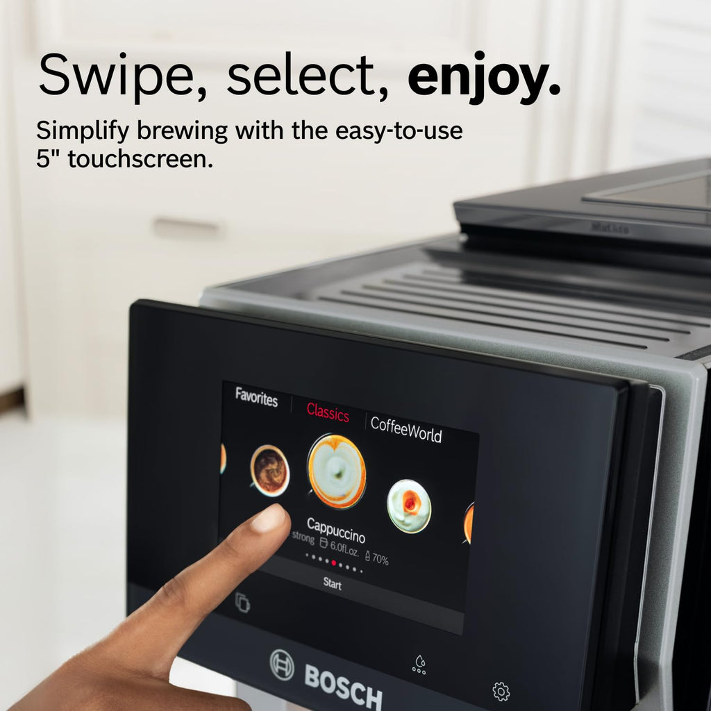 Bosch 800 Series Fully Automatic Coffee, Espresso Machine- Stainless Steel | Double Cup, Touchscreen, Large Bean Capacity, 36 Drinks, Cold Brew, Save up to 30 Profiles - Integrated Milk Container