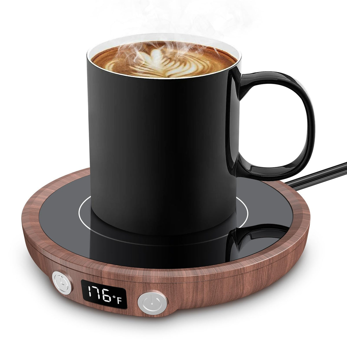 Mug Warmer Coffee Warmer for Desk with 3Temperature Control 130 ℉/150 ℉/176 ℉,2-12Hrs Auto Shut Off,Mug Warmer for Beverage, Coffe Cup Warmer for Home & Office Ideal for Coffee Lovers(Woodgrain Color)