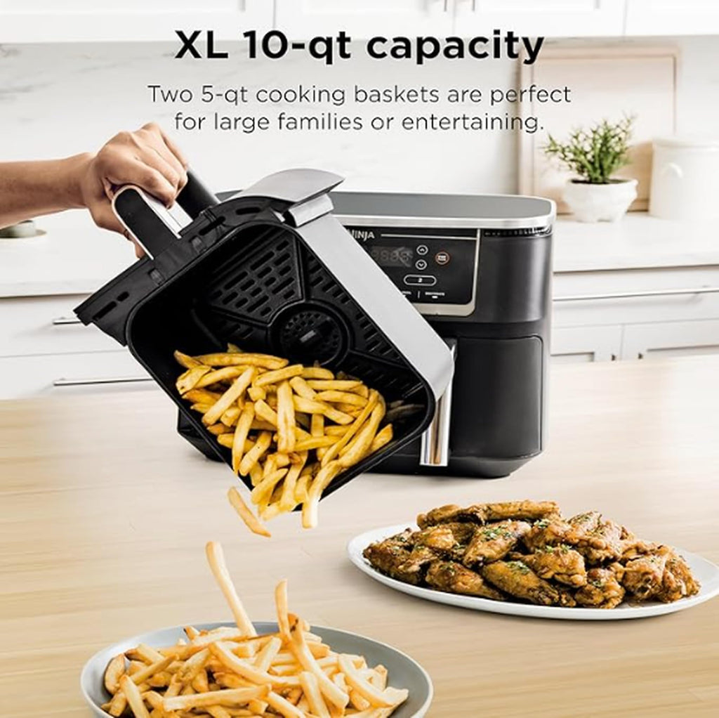 Ninja Foodi Air Fryer, 10 Qt/9.5L DualZone, 6-in-1, Black, DZ302C