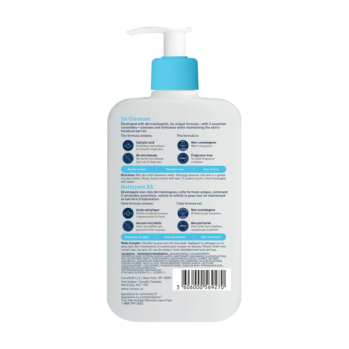 CeraVe Salicylic Acid Cleanser, Renewing Exfoliating Face Wash With Vitamin D for Normal Skin, Fragrance Free, Verified by CeraVe, 473ml