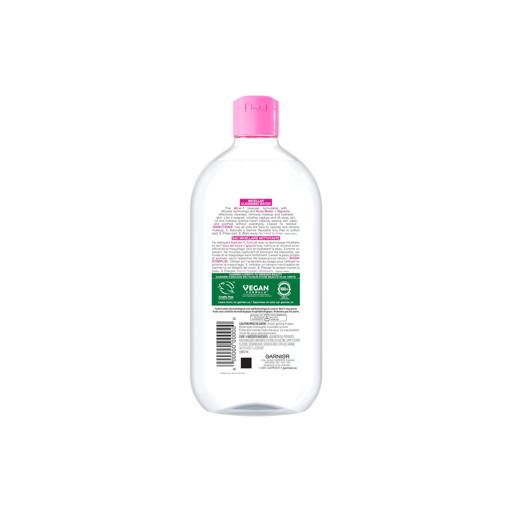 Garnier Micellar Water, Gentle and Hydrating Facial Cleanser & Makeup Remover, Suitable for Sensitive Skin, Vegan, Cruelty Free, Fragrance Free, 700ml