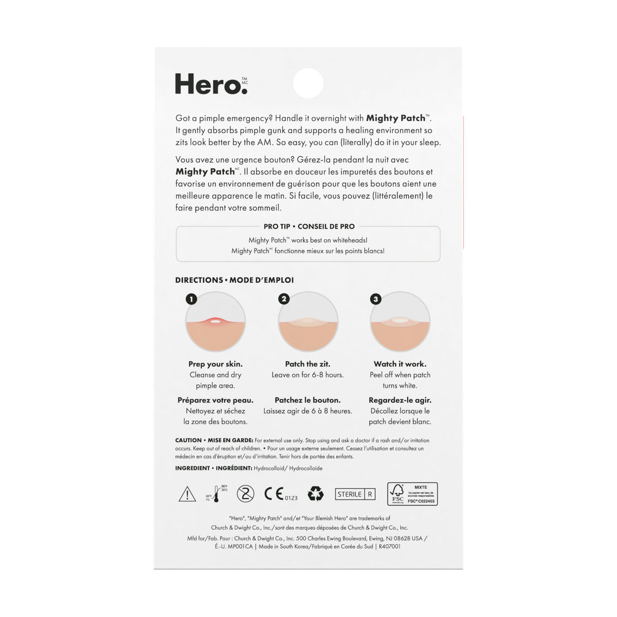 Hero Cosmetics Mighty Patch Original Hydrocolloid Pimple Patches, 36 Ct
