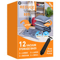 GONGSHI Vacuum Storage Bags (3 x Jumbo, 3 x Large, 3 x Medium, 3 x Small), Space Saver Sealer Compression Bags with Travel Hand Pump