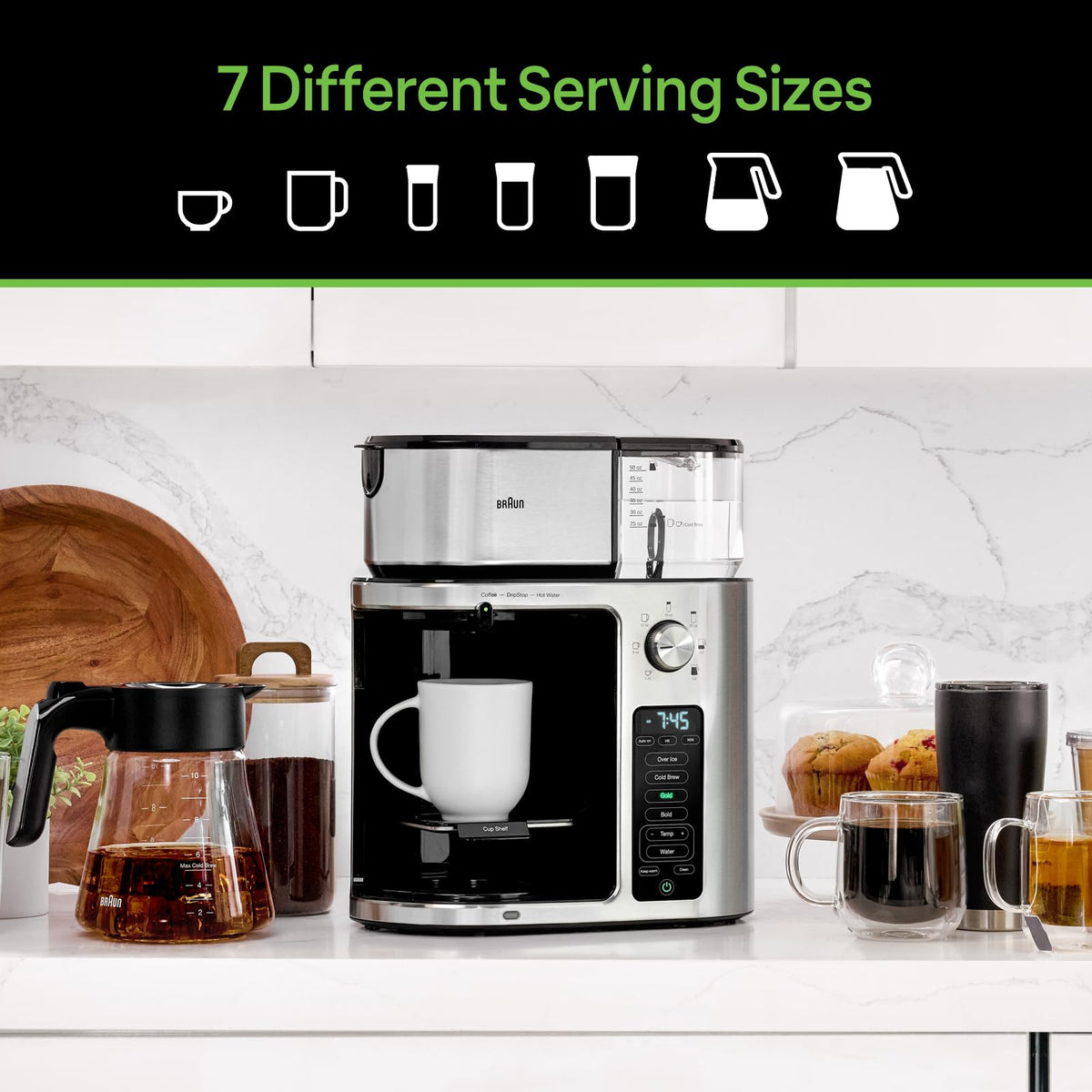 Braun MultiServe Plus 10-Cup Drip Coffee Maker, Hot Water Dispenser