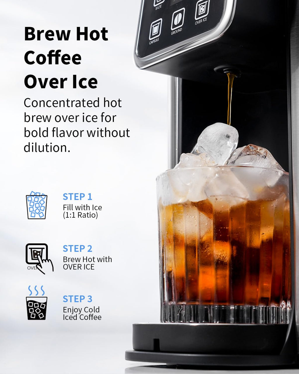 KIDISLE Hot & Iced Coffee Maker with Bold Brew, Single Serve Maker, Black