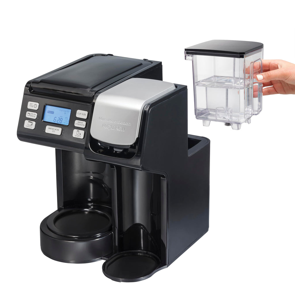 Hamilton Beach FlexBrew Trio Coffee Maker, Single Serve Pod & Grounds + 12 Cup Drip Coffee Maker, Fast Brewing, Programmable, 56 oz Removable Reservoir, Black (49902JN)