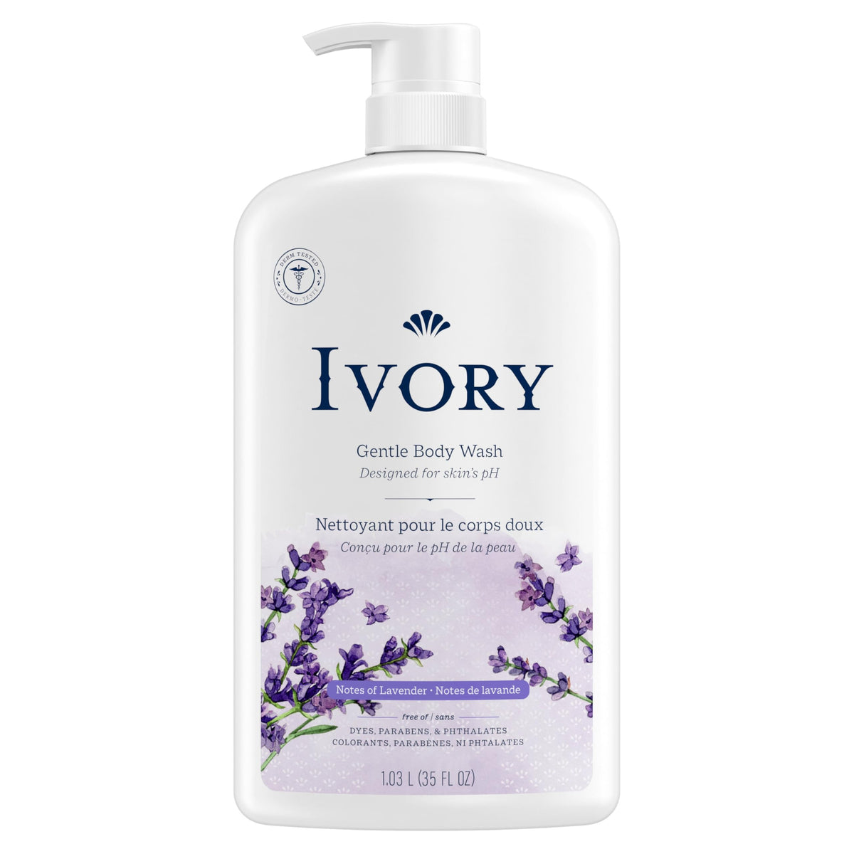Ivory Gentle Body Wash, Notes of Lavender, 1.03 L