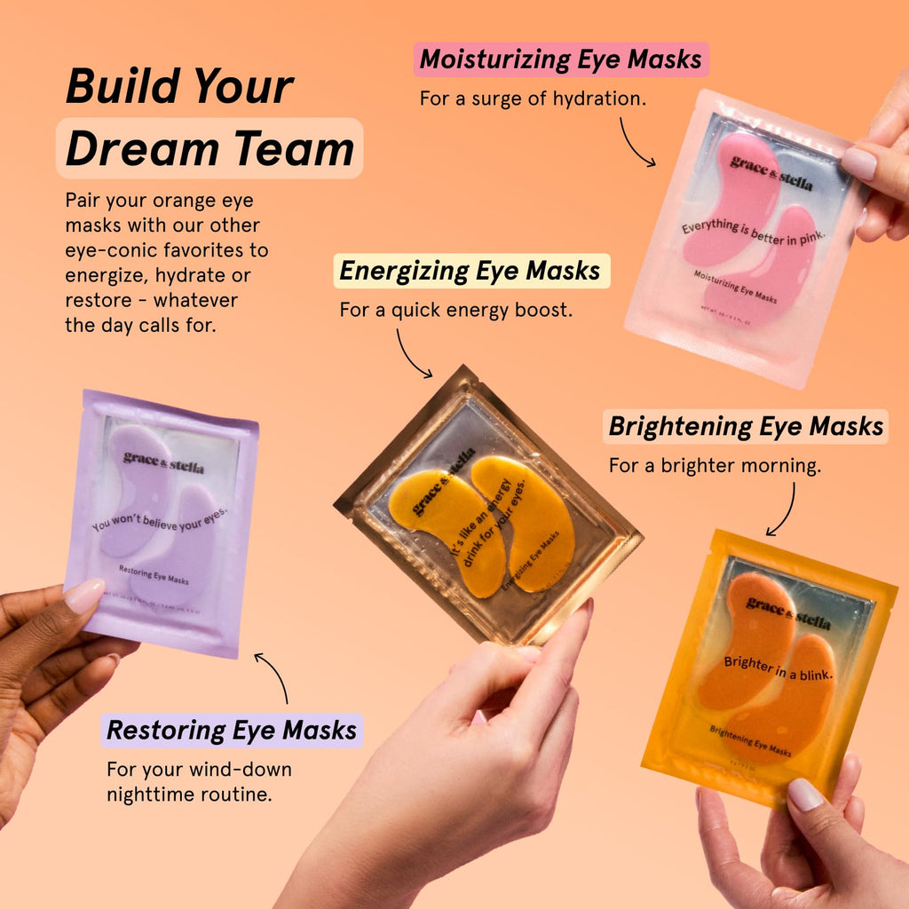 grace & stella New Brightening Eye Patches for Dark Circles (24 Pairs) - Vitamin C Under Eye Patches for Puffiness - Perfect Gifts for Women & Morning Skin Care Routine, Vegan Cruelty Free