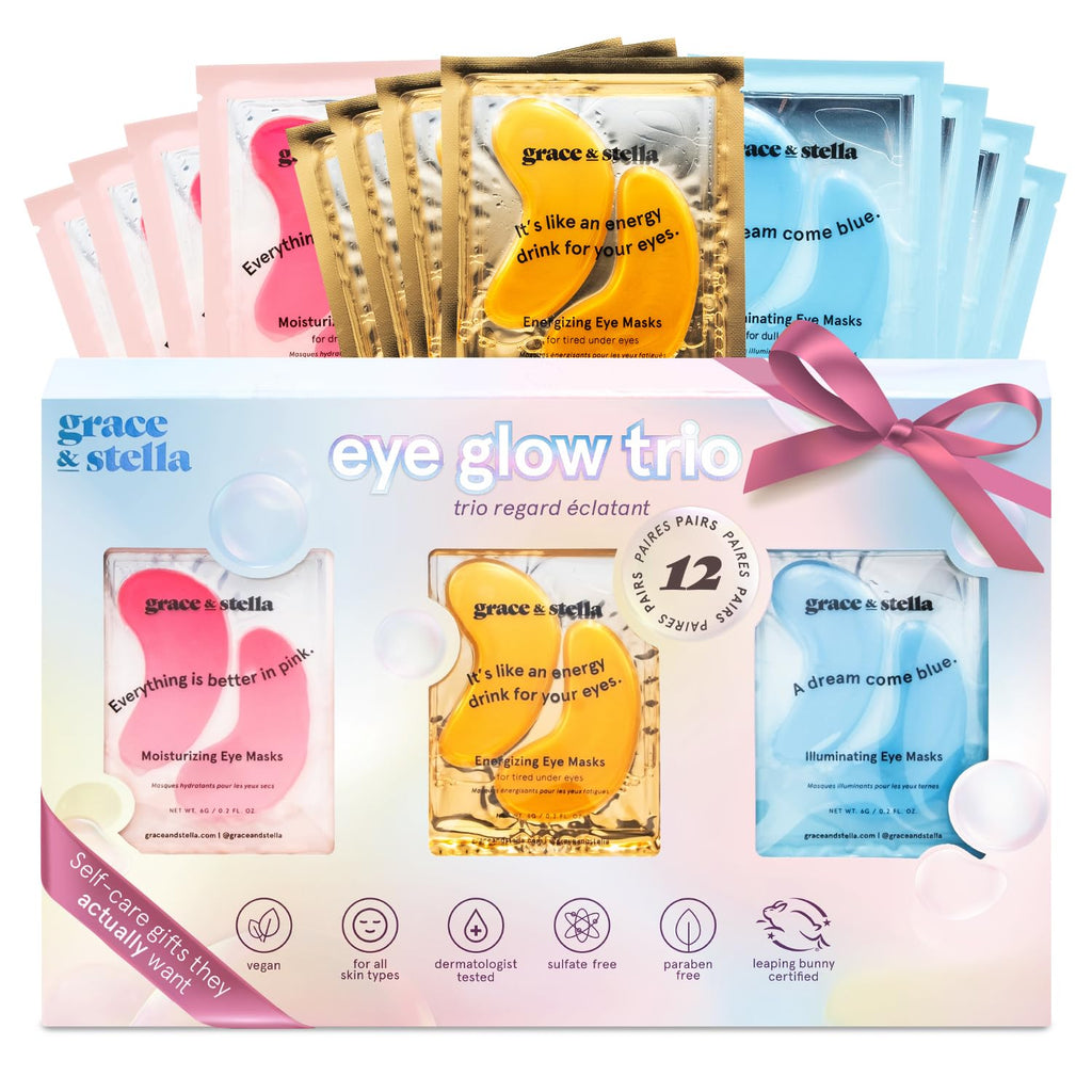 grace & stella Award Winning Under Eye Patches (12 pairs) Eye Masks for Puffy Eyes & Dark Circles - Birthday Gifts for Women, Bachelorette Party Favors, Bridesmaid, Self Care, Relaxation Gifts for Teen
