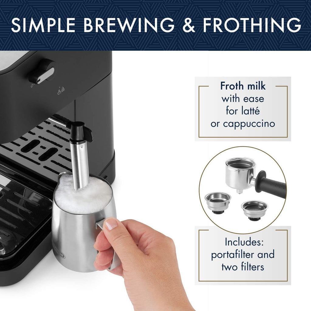 De'Longhi Stilosa Compact Manual Espresso Machine, Milk Frother