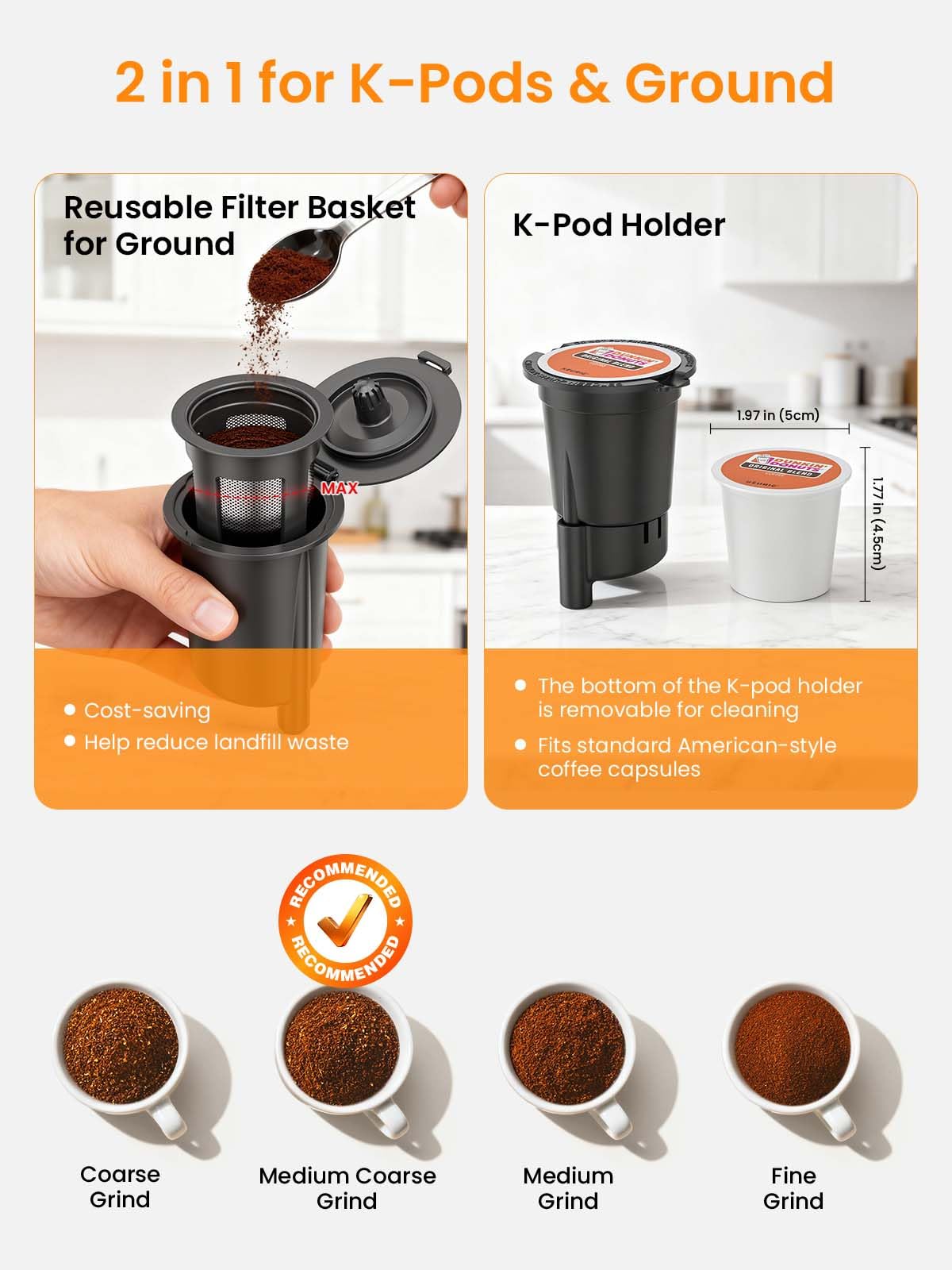 Karosie K Cup Coffee Maker, Single Cup, Stainless Steel, Black