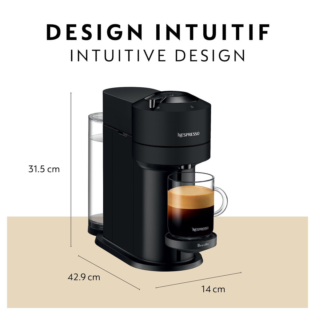 Nespresso Vertuo Next Pod Coffee Maker Matte Black with Milk Frother