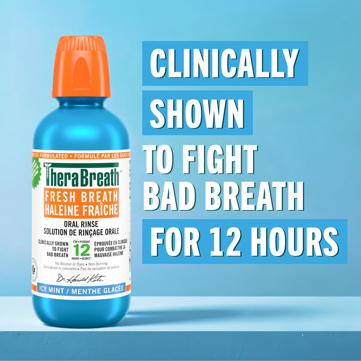 TheraBreath Fresh Breath Oral Rinse - Icy Mint | Fights Bad Breath | Certified Vegan, Gluten-Free, & Kosher | 473ml