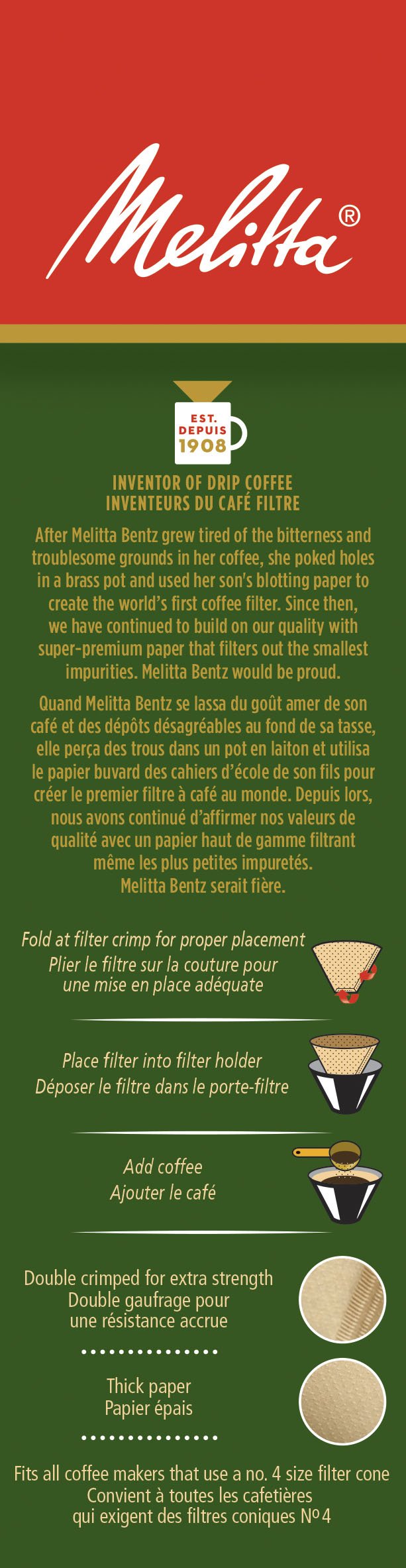 Melitta 625000 Bamboo Super Premium Coffee Filters, Green