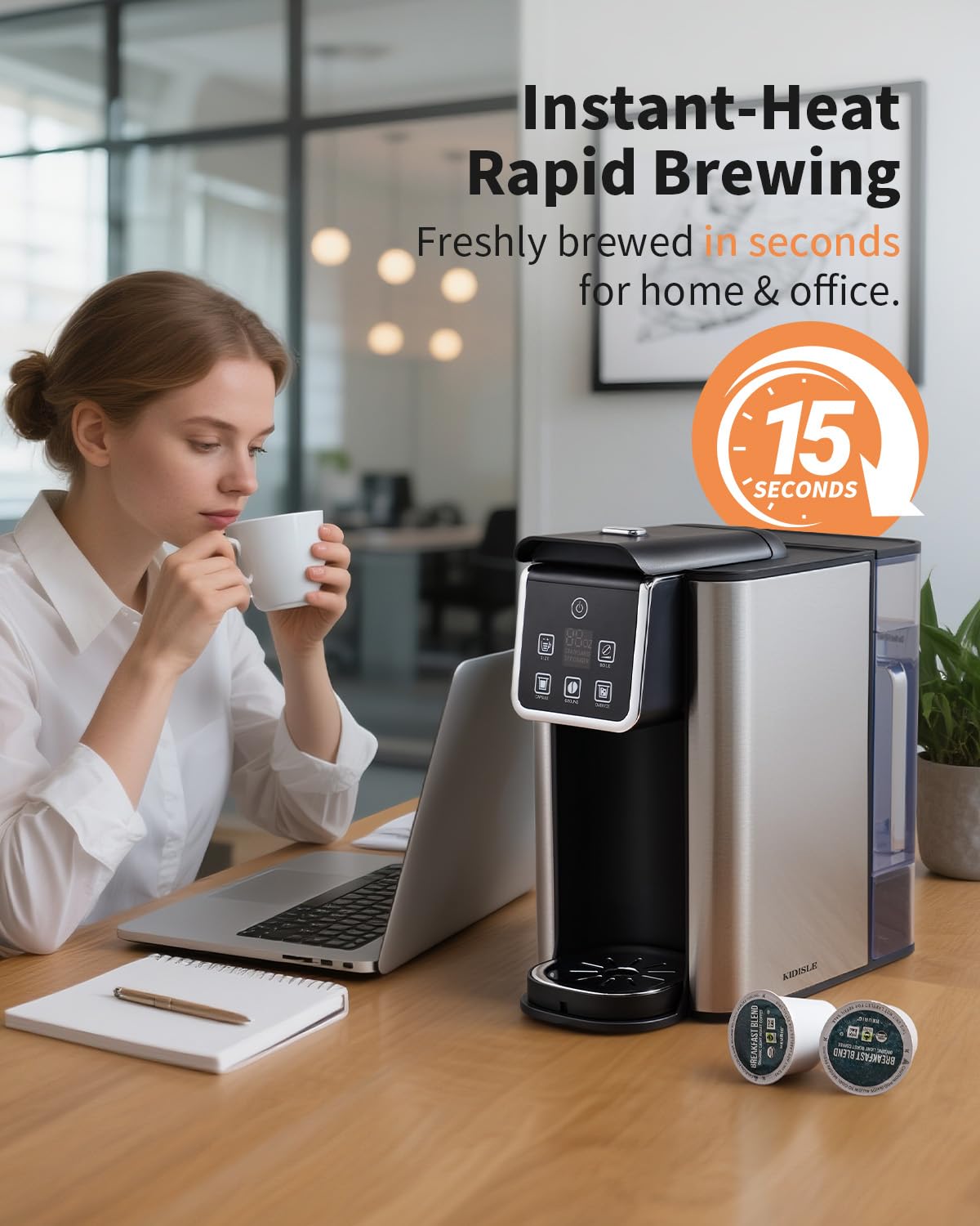 KIDISLE Hot & Iced Coffee Maker with Bold Brew, Single Serve Maker, Black