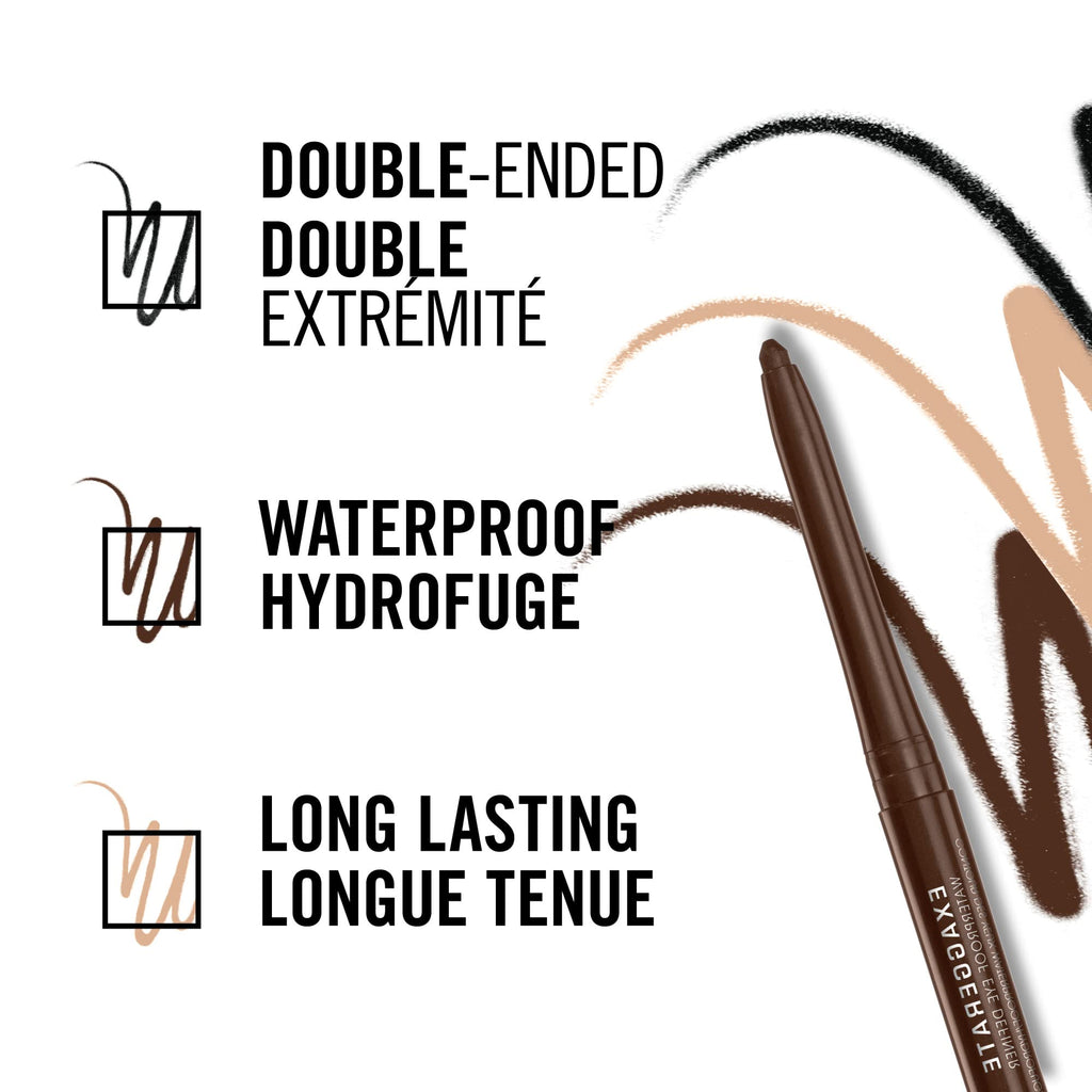 Rimmel London - Exaggerate Waterproof Eye Definer, built-in smudger & sharpener, creamy matte finish, Up to 10H, long-lasting, 100% Cruelty-Free, Black - 261 (Uncarded)