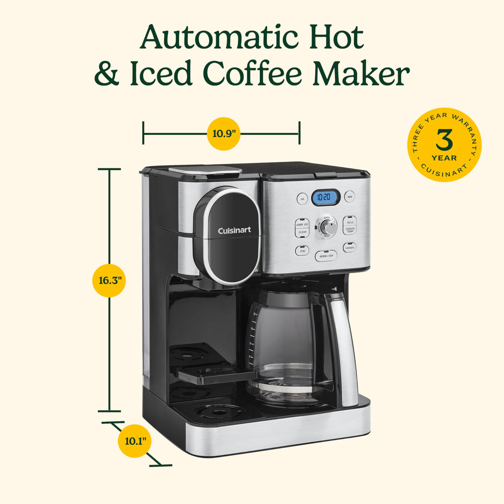 Cuisinart Programmable Coffee Maker, 2-in-1, Pod Compatible, 12-Cup Carafe