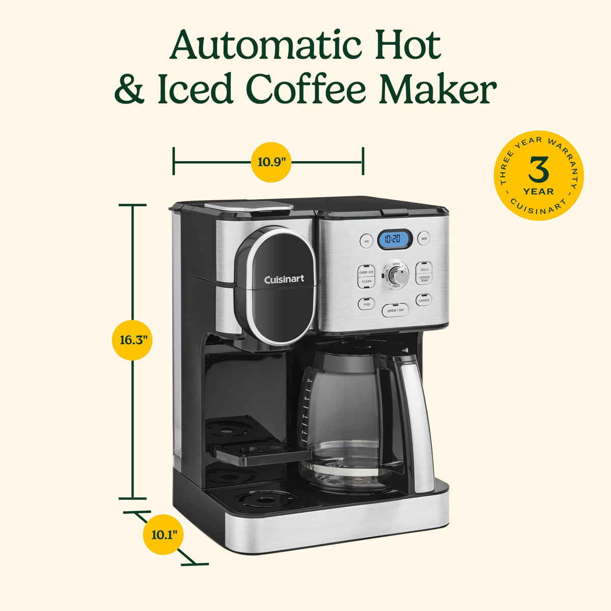 Cuisinart Programmable Coffee Maker, 2-in-1, Pod Compatible, 12-Cup Carafe