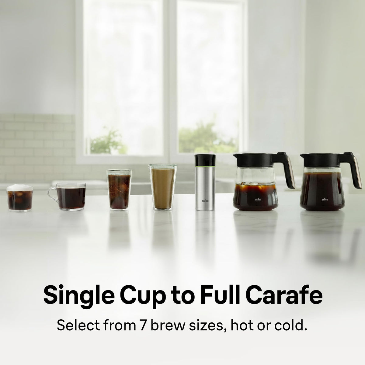 Braun OptiBrew Pro Drip Coffee Maker, Single Serve to 12 Cups, Milk Frother
